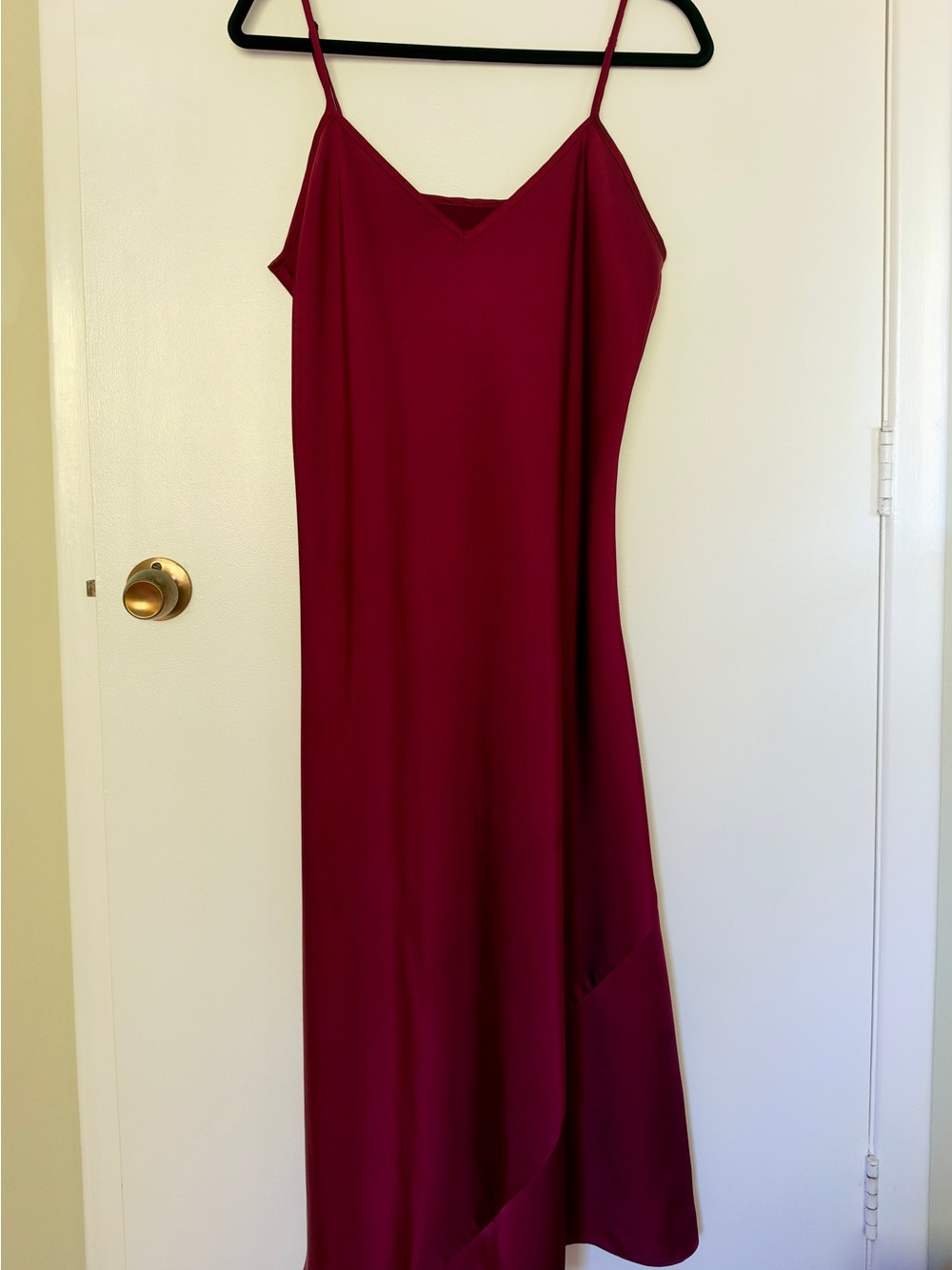 Knix x The Birds Papaya Satin Slip MIDI Dress in Deep Wine